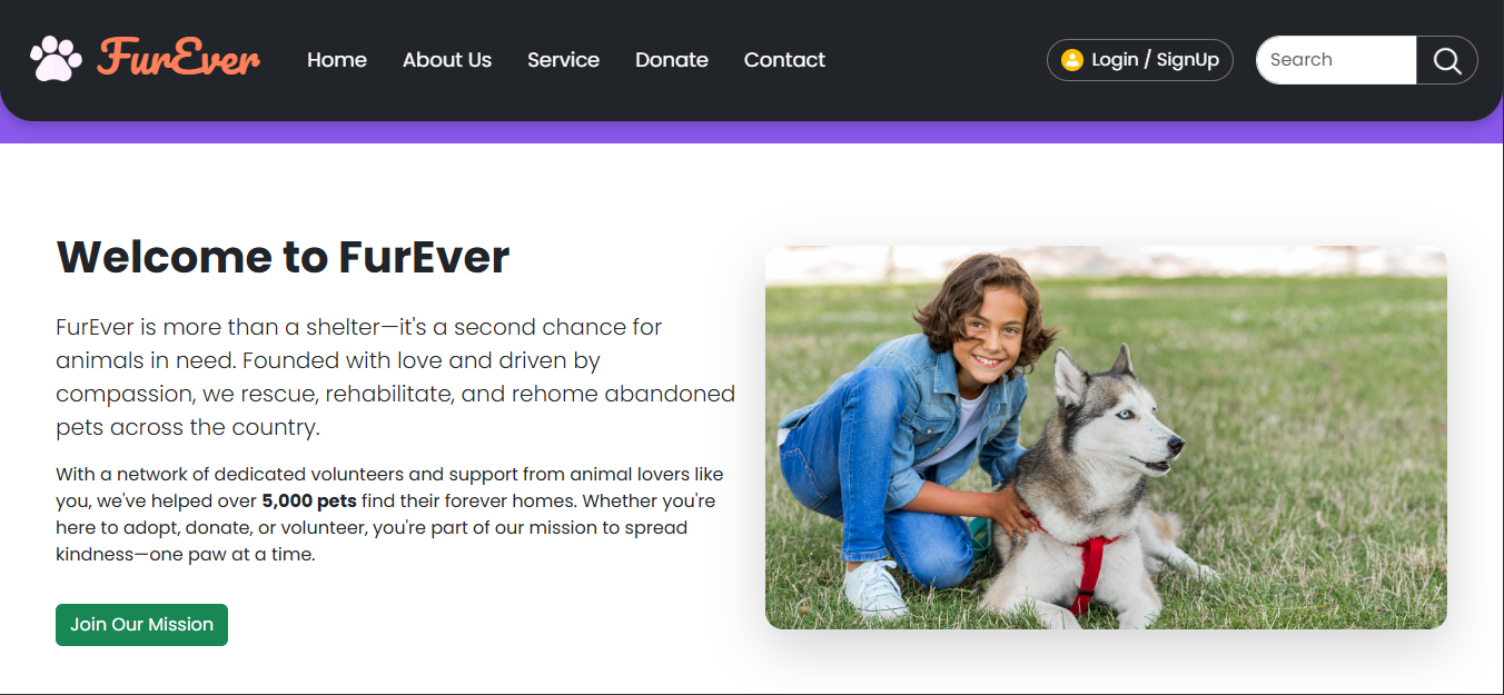 FurEver pet adoption  charity web application